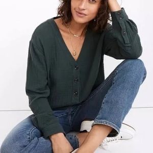 NWT Madewell Lightspun Evert Top, midnight green, Sz. 3X